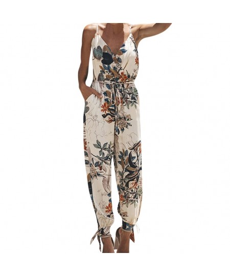 2023 Summer Jumpsuits For Women Elegantes Casual Sleeveless V-neck Strap Lace Up Jumpsuit De Fiesta Mujer Long Rompers Plus $...