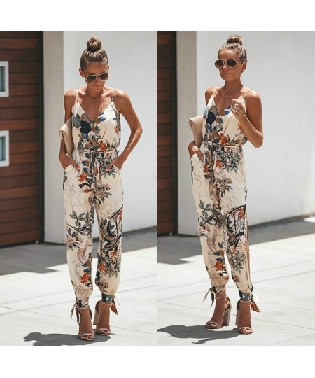 2023 Summer Jumpsuits For Women Elegantes Casual Sleeveless V-neck Strap Lace Up Jumpsuit De Fiesta Mujer Long Rompers Plus $...