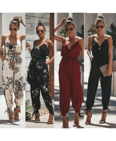 2023 Summer Jumpsuits For Women Elegantes Casual Sleeveless V-neck Strap Lace Up Jumpsuit De Fiesta Mujer Long Rompers Plus $...