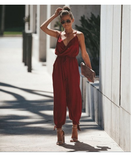 2023 Summer Jumpsuits For Women Elegantes Casual Sleeveless V-neck Strap Lace Up Jumpsuit De Fiesta Mujer Long Rompers Plus $...