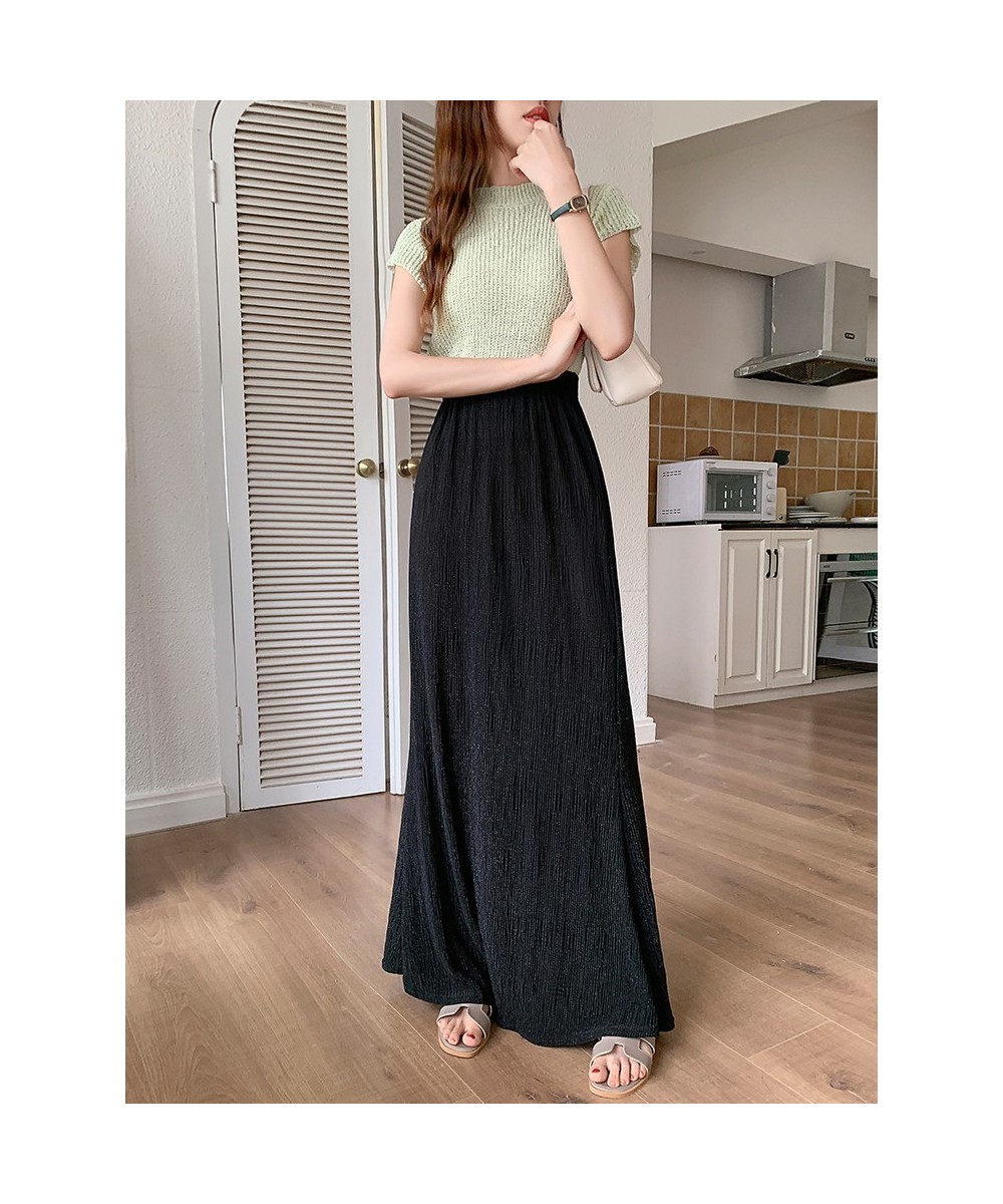 Long Maxi Skirt Women 2023 Summer Korean Fashion Shiny Elegant Aesthetic High Waist Fishtail Skirt Female $42.15 - Skirts