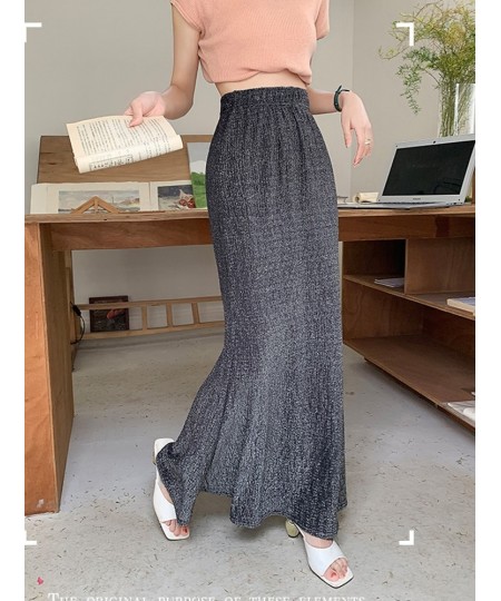 Long Maxi Skirt Women 2023 Summer Korean Fashion Shiny Elegant Aesthetic High Waist Fishtail Skirt Female $42.15 - Skirts