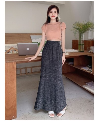 Long Maxi Skirt Women 2023 Summer Korean Fashion Shiny Elegant Aesthetic High Waist Fishtail Skirt Female $42.15 - Skirts