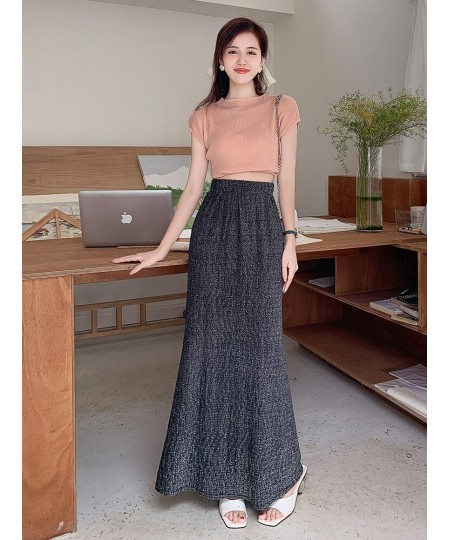 Long Maxi Skirt Women 2023 Summer Korean Fashion Shiny Elegant Aesthetic High Waist Fishtail Skirt Female $42.15 - Skirts