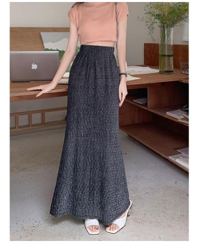 Long Maxi Skirt Women 2023 Summer Korean Fashion Shiny Elegant Aesthetic High Waist Fishtail Skirt Female $42.15 - Skirts