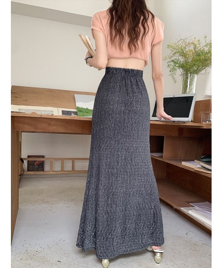 Long Maxi Skirt Women 2023 Summer Korean Fashion Shiny Elegant Aesthetic High Waist Fishtail Skirt Female $42.15 - Skirts