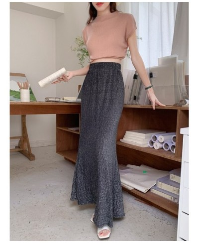 Long Maxi Skirt Women 2023 Summer Korean Fashion Shiny Elegant Aesthetic High Waist Fishtail Skirt Female $42.15 - Skirts