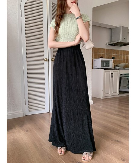 Long Maxi Skirt Women 2023 Summer Korean Fashion Shiny Elegant Aesthetic High Waist Fishtail Skirt Female $42.15 - Skirts