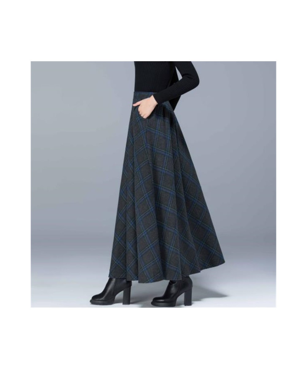 Mom High Waist Woolen plaid Skirts 2022 Autumn Winter Women's 3XL Wool Maxi Skirts Female Fashion Casual Long Streetwear $49....