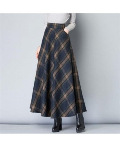 Mom High Waist Woolen plaid Skirts 2022 Autumn Winter Women's 3XL Wool Maxi Skirts Female Fashion Casual Long Streetwear $49....