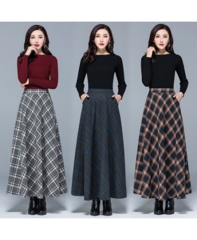 Mom High Waist Woolen plaid Skirts 2022 Autumn Winter Women's 3XL Wool Maxi Skirts Female Fashion Casual Long Streetwear $49....