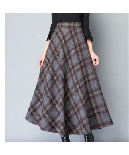 Mom High Waist Woolen plaid Skirts 2022 Autumn Winter Women's 3XL Wool Maxi Skirts Female Fashion Casual Long Streetwear $49....