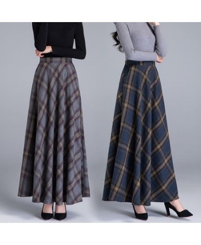 Mom High Waist Woolen plaid Skirts 2022 Autumn Winter Women's 3XL Wool Maxi Skirts Female Fashion Casual Long Streetwear $49....