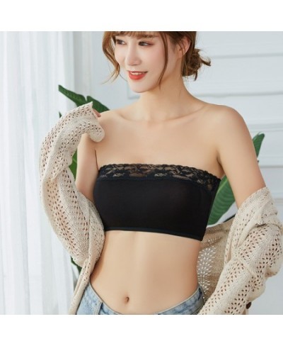 Women's Sexy Strapless Crop Top Bra Solid Breathable Casual Lace Tube Top Modal Seamless Bandeau Boob Tube $13.51 - Underwear