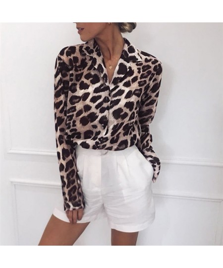 Sexy Leopard Print V neck Blouse Chiffon Blouse Long Sleeve Lady Office Shirt Casual Loose Blusas kz650 $29.53 - Blouses & Sh...