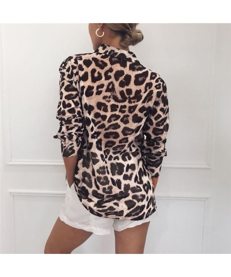 Sexy Leopard Print V neck Blouse Chiffon Blouse Long Sleeve Lady Office Shirt Casual Loose Blusas kz650 $29.53 - Blouses & Sh...