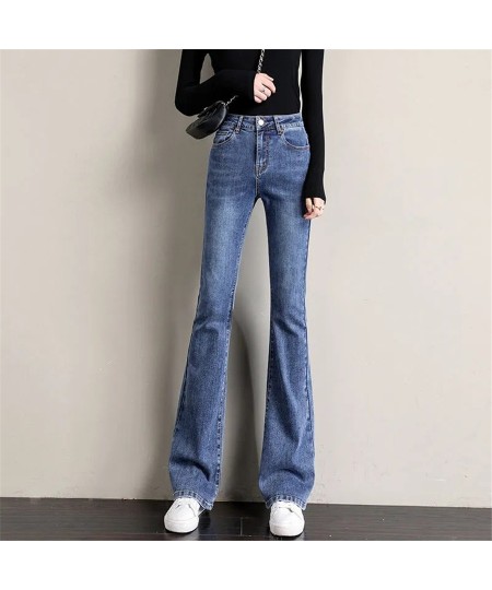 Classic High Waist Bleached Flare Jeans Slim Denim Trousers Women Skinny Pencil Pants Casual Stretch Vaqueros Korean Pantalon...