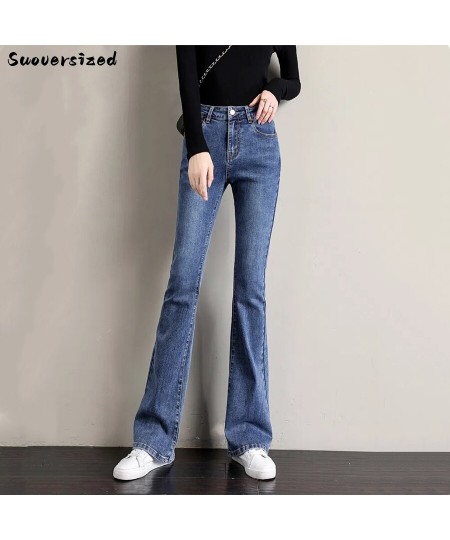 Classic High Waist Bleached Flare Jeans Slim Denim Trousers Women Skinny Pencil Pants Casual Stretch Vaqueros Korean Pantalon...