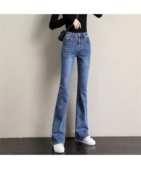 Classic High Waist Bleached Flare Jeans Slim Denim Trousers Women Skinny Pencil Pants Casual Stretch Vaqueros Korean Pantalon...