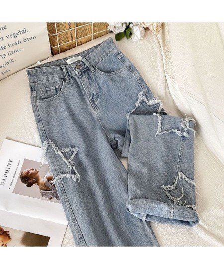 Star Embroidery Straight Casual Woman Jeans Y2K Gothic Neutral New Wide Leg Loose Hip Hop Fashion Streetwear Denim Trousers $...