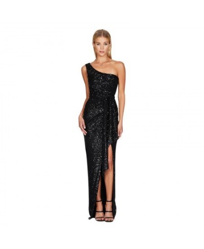 Night Evening Sequin Irregular Belt Y2k Vestidos Outfit Dresses For Women'sDress Fashion One Shoulder Banquet $61.91 - Plus S...