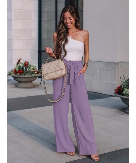 Casual Loose Lace Up Pants Solid High Waist Fashion Wide Leg Pants Women's Clothing $43.76 - Pants & Capris