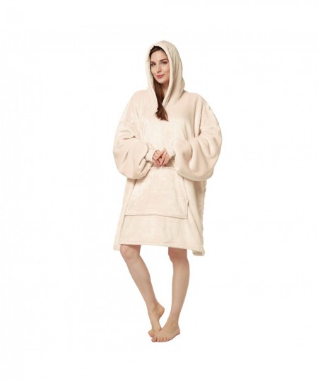 Pullover Women Winter Bathrobe Warm Flannel Sleepwear Couple Thick Sweater Hooded Big Pocket $79.81 - Sleepwears