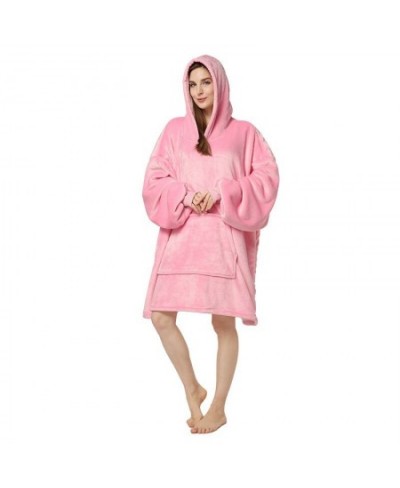 Pullover Women Winter Bathrobe Warm Flannel Sleepwear Couple Thick Sweater Hooded Big Pocket $79.81 - Sleepwears