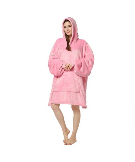 Pullover Women Winter Bathrobe Warm Flannel Sleepwear Couple Thick Sweater Hooded Big Pocket $79.81 - Sleepwears