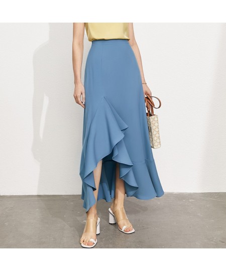 Minimalism Summer New Fashion Skirt For Women Offical Lady Solid High Waist Asymmetrical Ankellength Women's Dress 12170218 $...