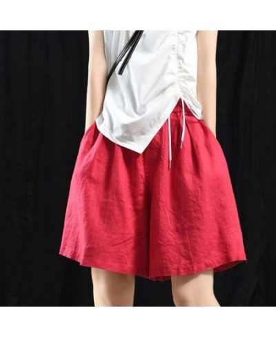 Cotton Linen Loose Shorts for Women Summer Casual Pocket Elastic Waist Shorts Woman 2022 New Wide Leg Short Pants Female $27....