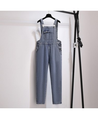 2023 Ladies Autumn Winter Plus Size Long Rompers Jeans For Women Large Cotton Blue Pocket Denim Jumpsuit 3XL 4XL 5XL 6XL 7XL ...