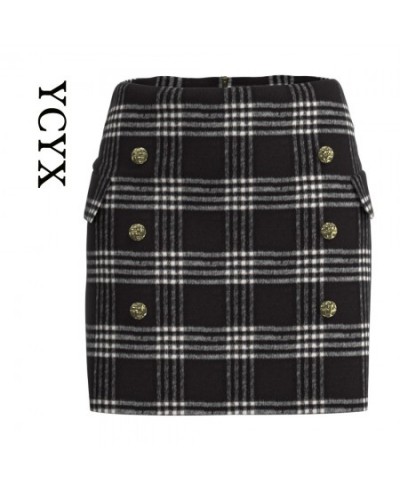 S-3XL Lady Skirt Female Autumn Spring Sweet High Waist A-line Mini wool Skirt Vintage Casual Women Plaid Skirt Chic YCYX198 $...