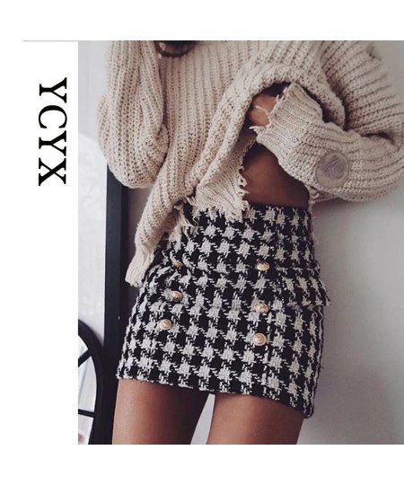 S-3XL Lady Skirt Female Autumn Spring Sweet High Waist A-line Mini wool Skirt Vintage Casual Women Plaid Skirt Chic YCYX198 $...