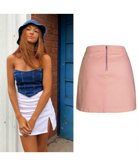 High Waist Denim Skirt for Women Split Pencil Skirts Womens Summer Jean Skirt $36.11 - Skirts