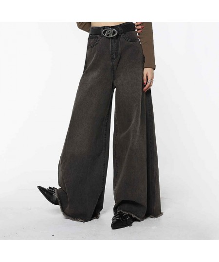 American Retro High Waist Oversized Loose Jeans Pants Women's Casual Baggy Y2K Wide Leg Grunge Streetwear Style Denim Trouser...