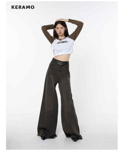 American Retro High Waist Oversized Loose Jeans Pants Women's Casual Baggy Y2K Wide Leg Grunge Streetwear Style Denim Trouser...