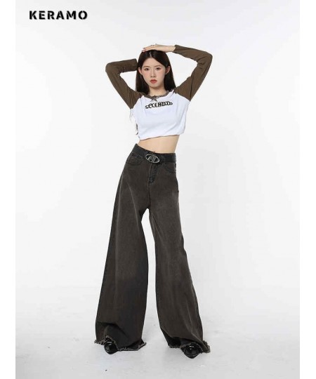 American Retro High Waist Oversized Loose Jeans Pants Women's Casual Baggy Y2K Wide Leg Grunge Streetwear Style Denim Trouser...