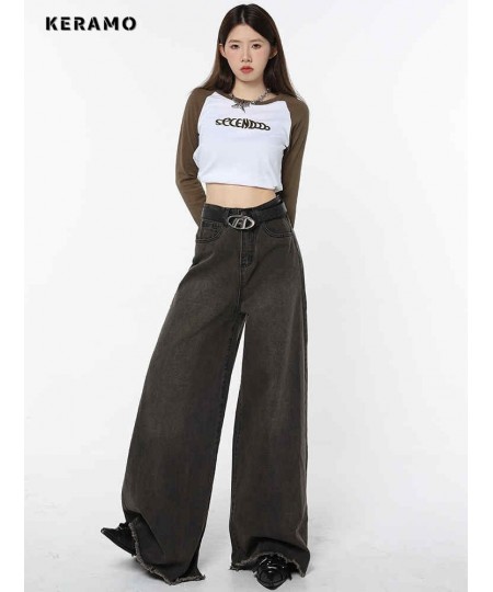 American Retro High Waist Oversized Loose Jeans Pants Women's Casual Baggy Y2K Wide Leg Grunge Streetwear Style Denim Trouser...