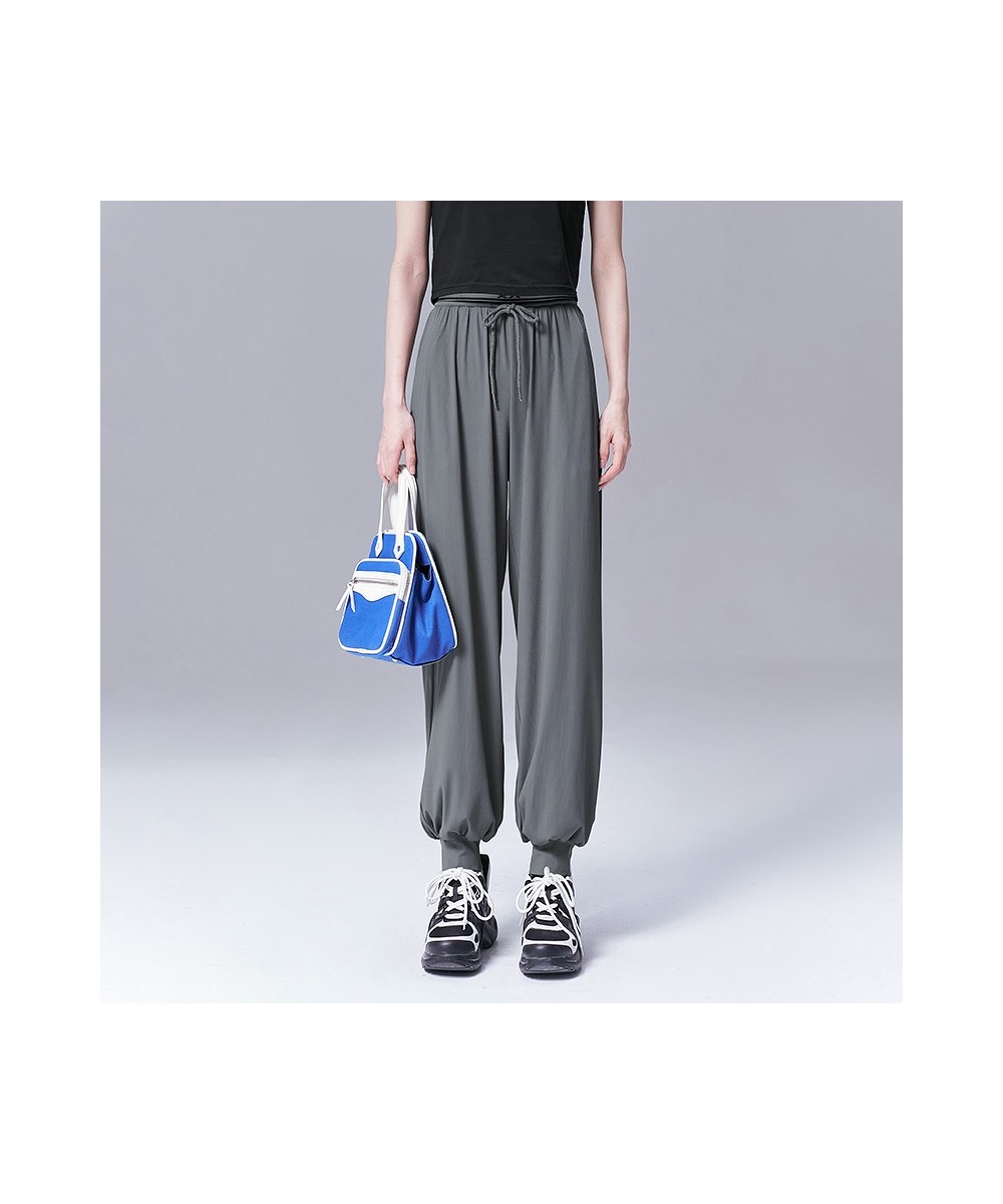 Women Pants 2023 Summer Drawstring Elastic Waist Straight Loose Trousers Gray Comfort Casual All Match Long Pants $56.29 - Pa...