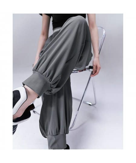 Women Pants 2023 Summer Drawstring Elastic Waist Straight Loose Trousers Gray Comfort Casual All Match Long Pants $56.29 - Pa...