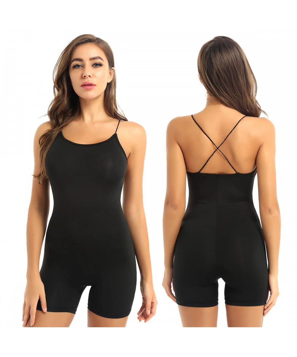 Black Basic Sleeveless Playsuits Womens 2023 Summer Fashion Elastic Soft Casual Wear playsuits Jogging Sportswear mujer $31.5...