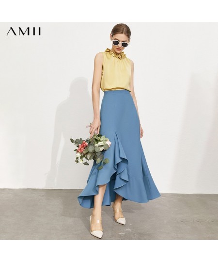 Minimalism Summer New Fashion Skirt For Women Offical Lady Solid High Waist Asymmetrical Ankellength Women's Dress 12170218 $...