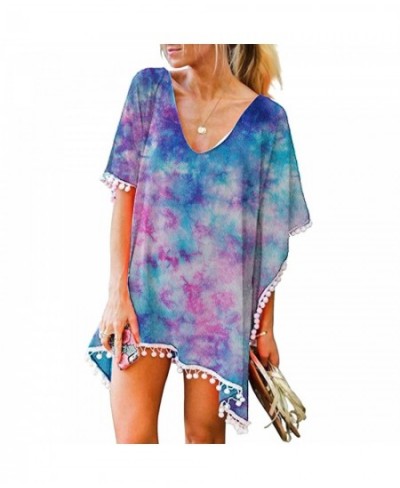 Loose Bikini Cover Up with Fringe Trim Women Sexy Hollow Tunic Beach Dress 2022 Summer Bathing Suit Cover-Ups Beachwear $26.9...