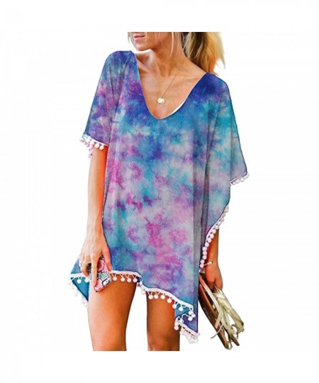 Loose Bikini Cover Up with Fringe Trim Women Sexy Hollow Tunic Beach Dress 2022 Summer Bathing Suit Cover-Ups Beachwear $26.9...