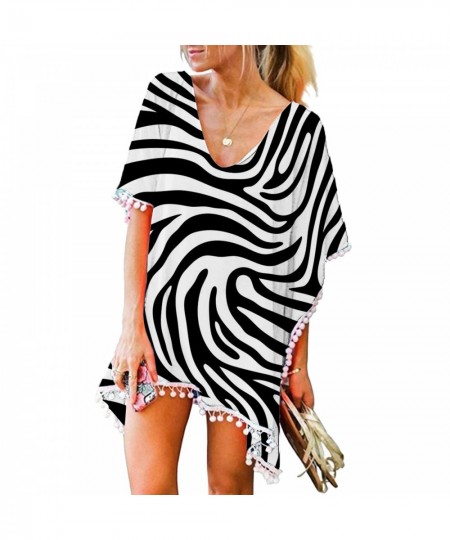 Loose Bikini Cover Up with Fringe Trim Women Sexy Hollow Tunic Beach Dress 2022 Summer Bathing Suit Cover-Ups Beachwear $26.9...