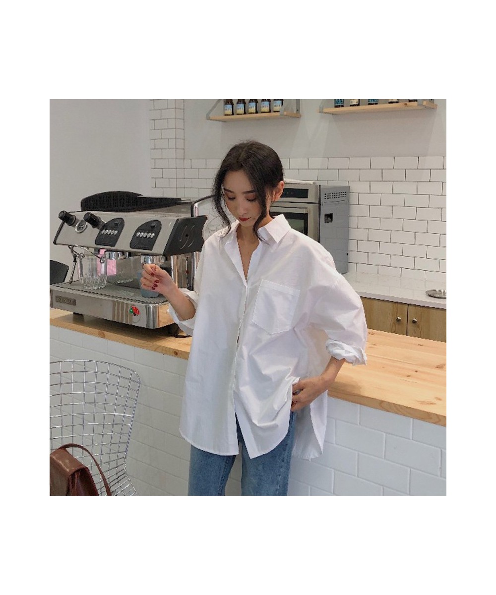 Spring New Korean Style Poplin Blouses Fashion Retro Loose Long Sleeve Women Top White Shirt Button-up Female Oversized Shirt...