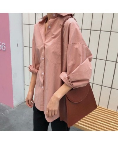 Spring New Korean Style Poplin Blouses Fashion Retro Loose Long Sleeve Women Top White Shirt Button-up Female Oversized Shirt...