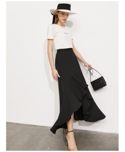 Minimalism Summer New Fashion Skirt For Women Offical Lady Solid High Waist Asymmetrical Ankellength Women's Dress 12170218 $...