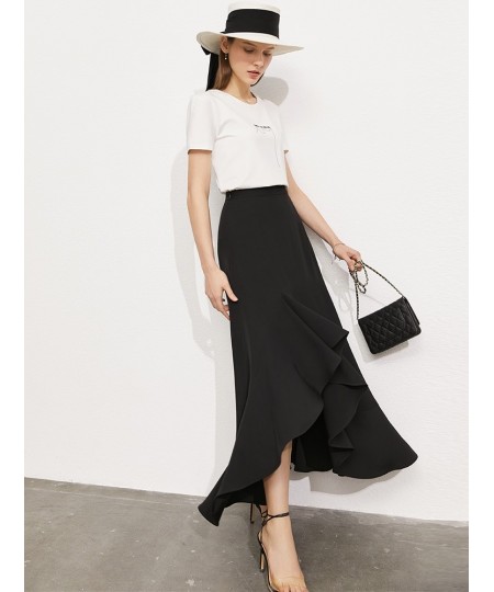 Minimalism Summer New Fashion Skirt For Women Offical Lady Solid High Waist Asymmetrical Ankellength Women's Dress 12170218 $...